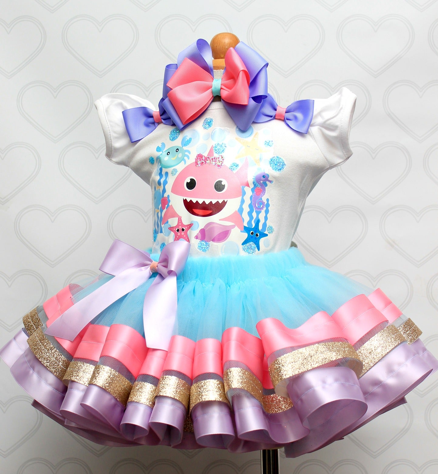 Shark tutu set-Shark outfit-Shark birthday outfit