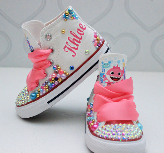 Baby shark shoes- Baby shark bling Converse-Girls Baby shark Shoes