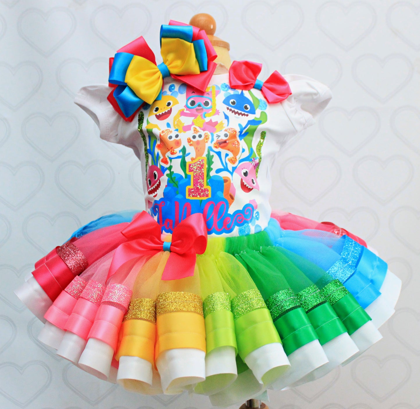 Baby Shark tutu set- Baby Shark outfit-Baby Shark dress- Baby Shark birthday(deluxe)