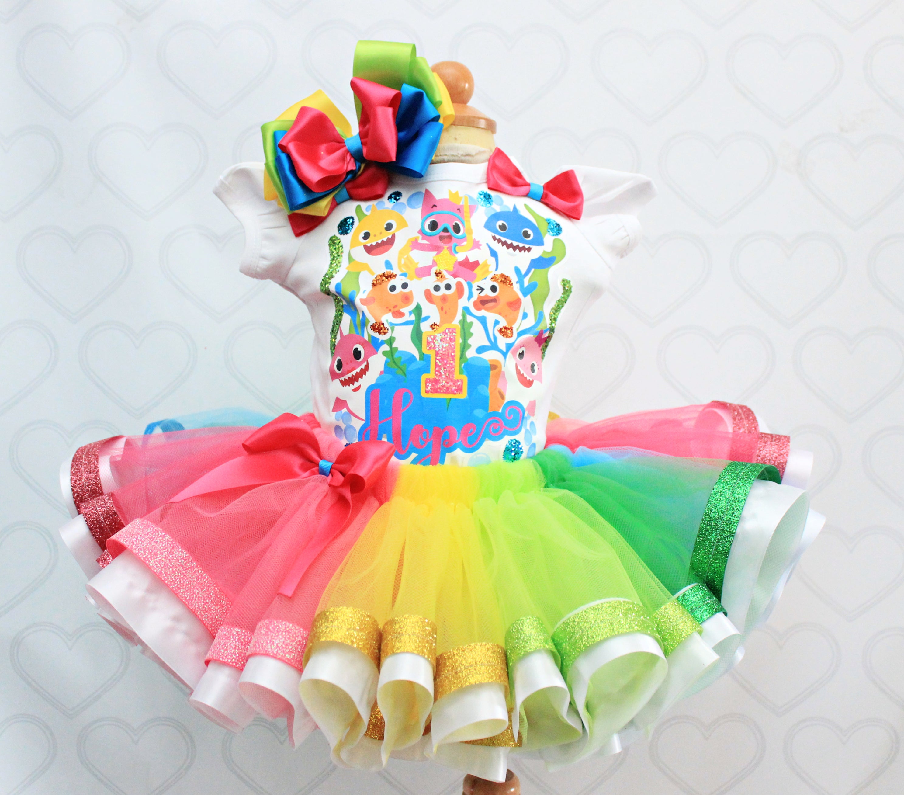 Baby shark tutu set-Baby shark outfit-Baby shark dress