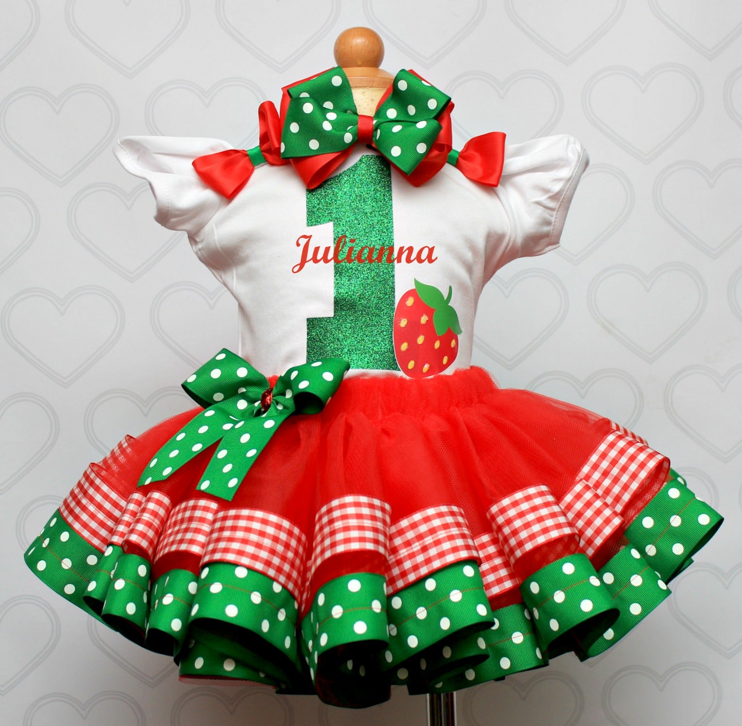 Strawberry tutu set-Strawberry outfit-Strawberry dress Pink Toes & Hair Bows Strawberry tutu set-Strawberry outfit-Strawberry dress Pink Toes & Hair Bows