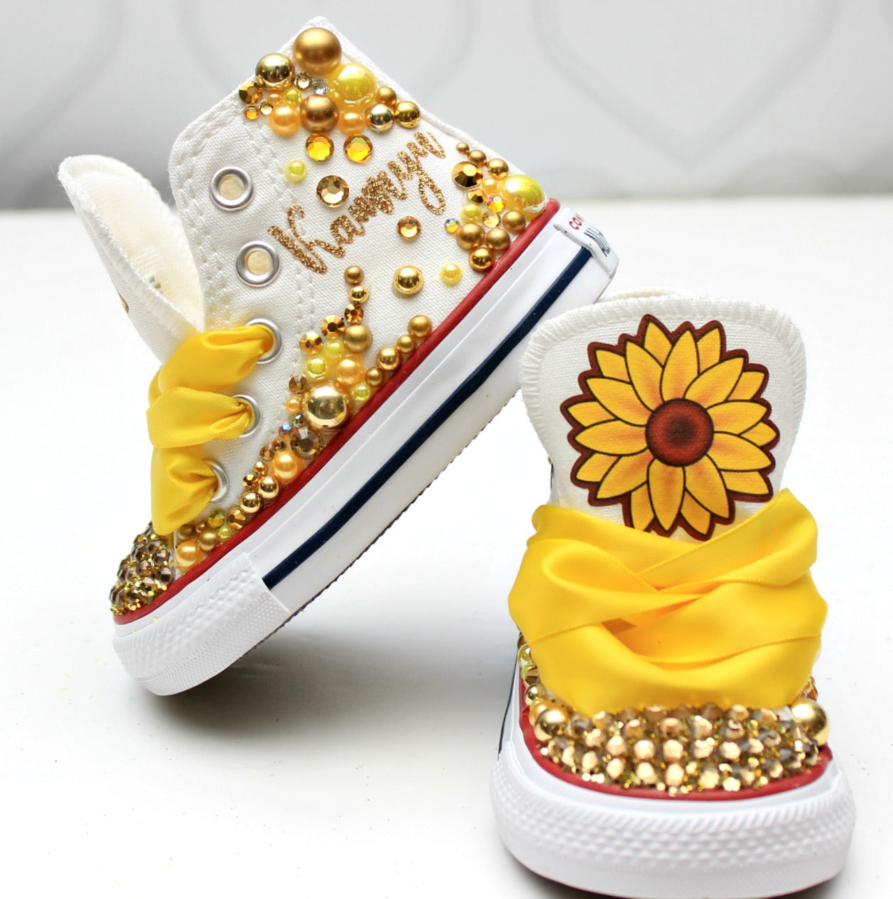 Sunflower shoes- Sunflower bling Converse-Girls Sunflower Shoes