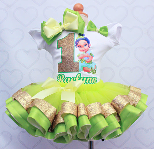 Princess Tiana tutu set- Princess Tiana outfit-Princess Tiana birthday outfit