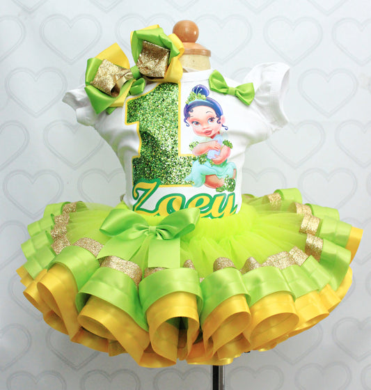 Princess Tiana tutu set- Princess Tiana outfit-Princess Tiana birthday outfit