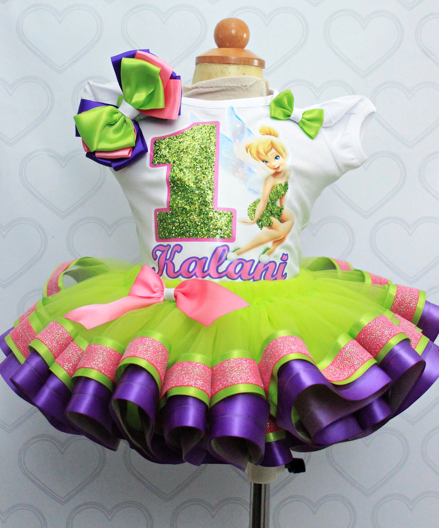 Tinkerbell tutu set-Tinkerbell outfit-Tinkerbell dress Pink Toes & Hair Bows Tinkerbell tutu set-Tinkerbell outfit-Tinkerbell dress Pink Toes & Hair Bows