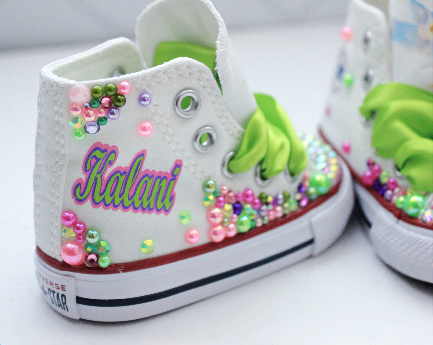 Tinkerbell shoes- Tinkerbell bling Converse-Girls Tinkerbell Shoes-Tinkerbell Converse