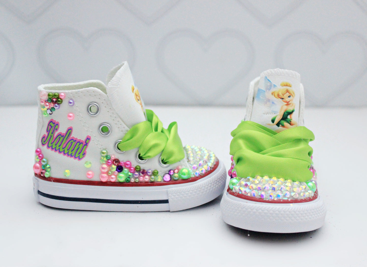 Tinkerbell shoes- Tinkerbell bling Converse-Girls Tinkerbell Shoes-Tinkerbell Converse