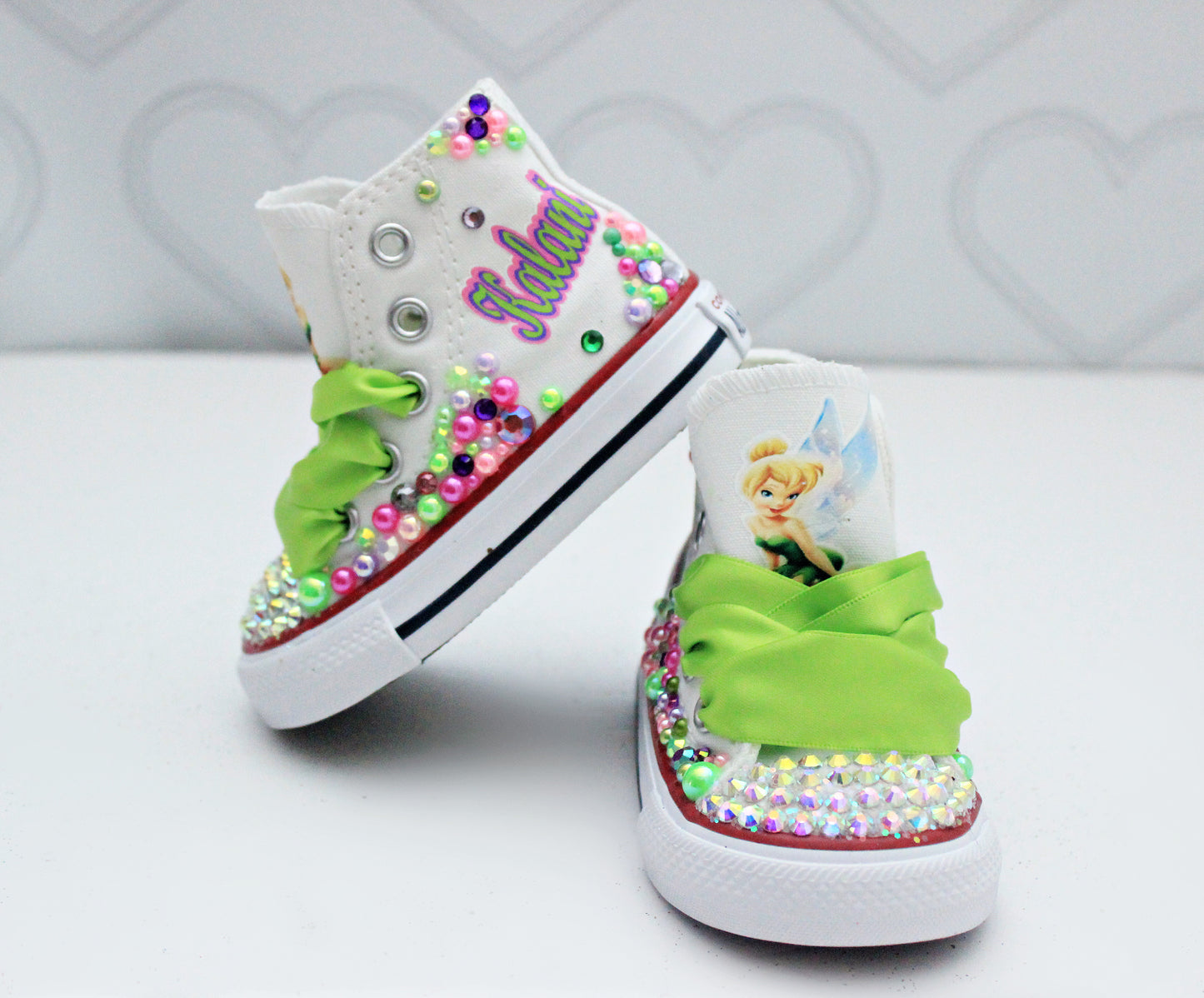 Tinkerbell shoes- Tinkerbell bling Converse-Girls Tinkerbell Shoes-Tinkerbell Converse