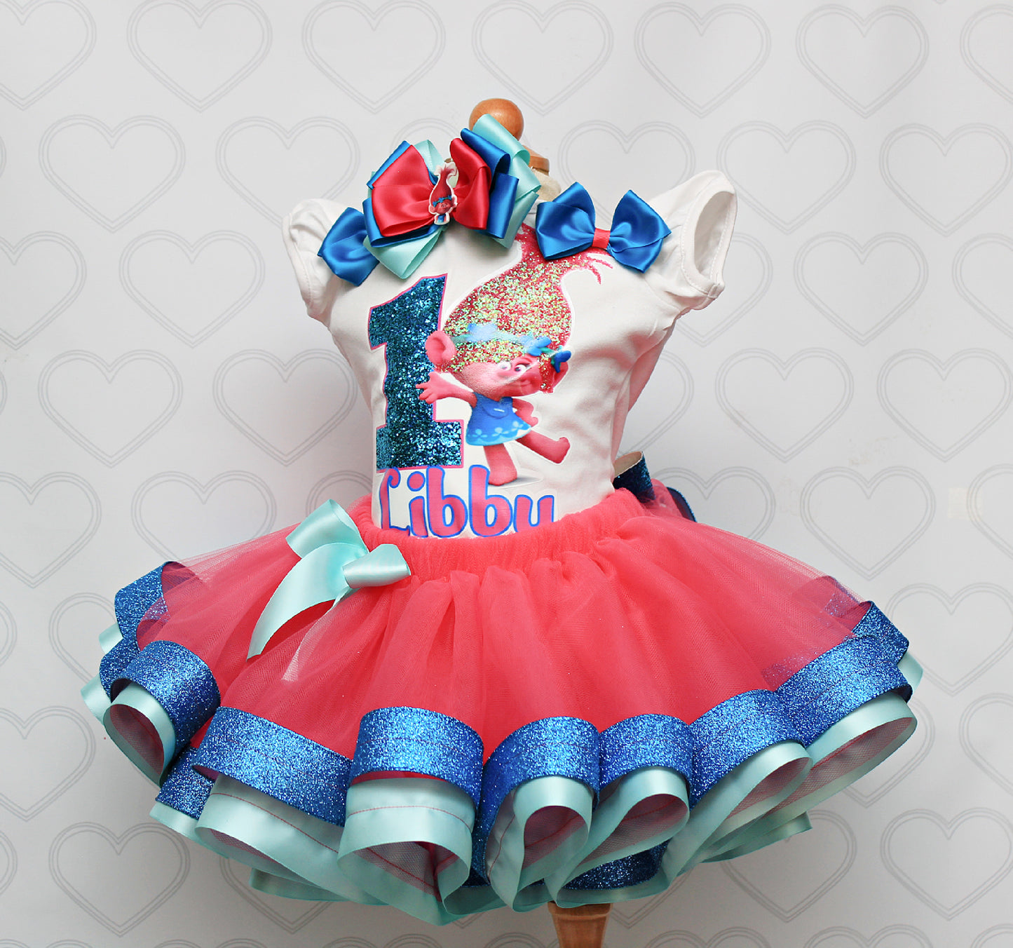 Poppy Troll tutu set-Poppy troll outfit-Poppy trolls dress