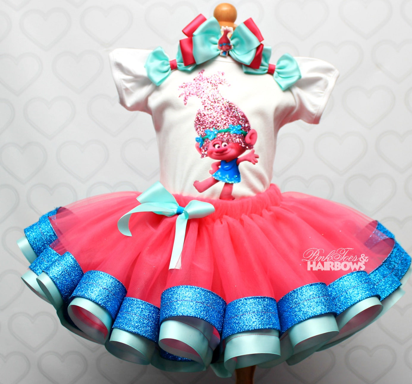 Poppy Troll tutu set-Poppy troll outfit-Poppy trolls dress