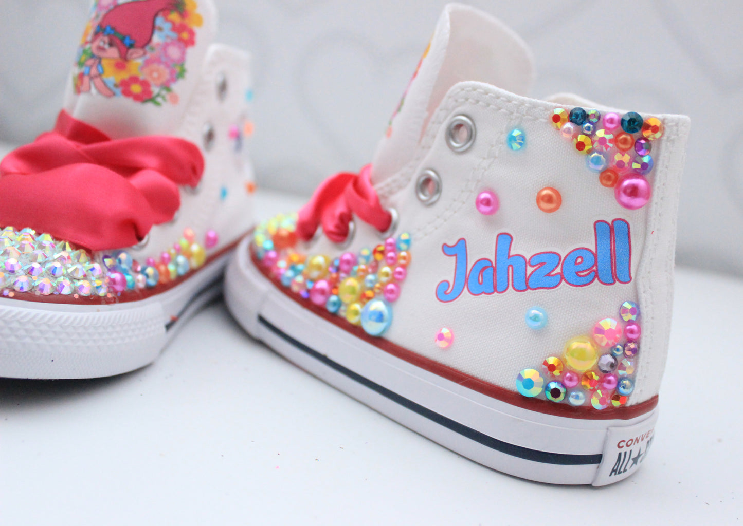 Poppy Troll shoes- Poppy Troll bling Converse-Girls Poppy Troll Shoes-Poppy Troll shoes