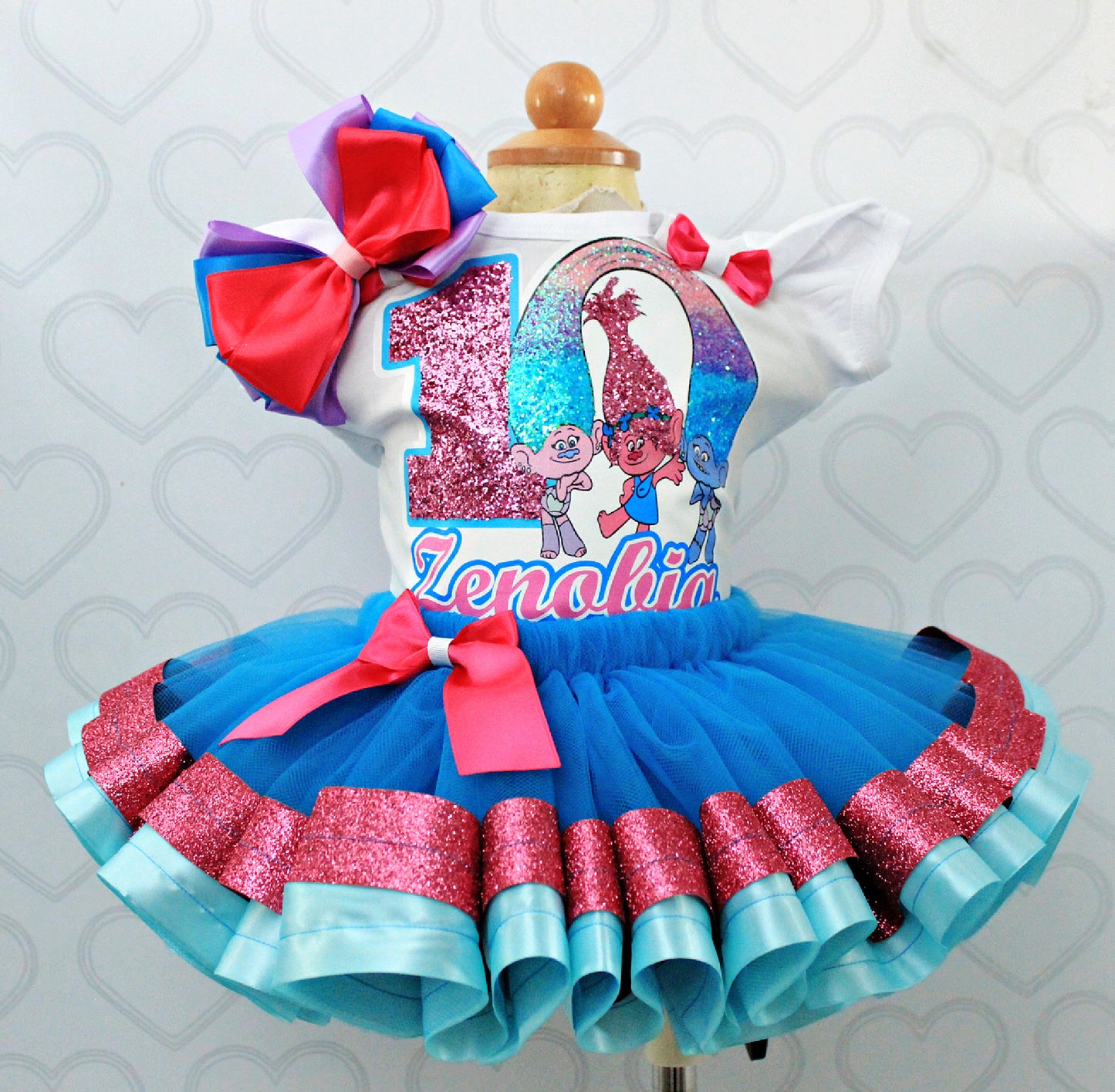 Poppy Troll tutu set-Poppy troll outfit-Poppy trolls dress