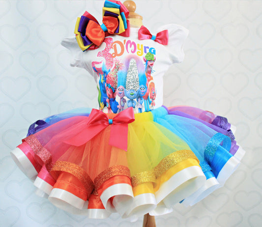 Trolls tutu set-Trolls outfit-Trolls dress-Poppy Trolls tutu set-Trolls birthday outfit