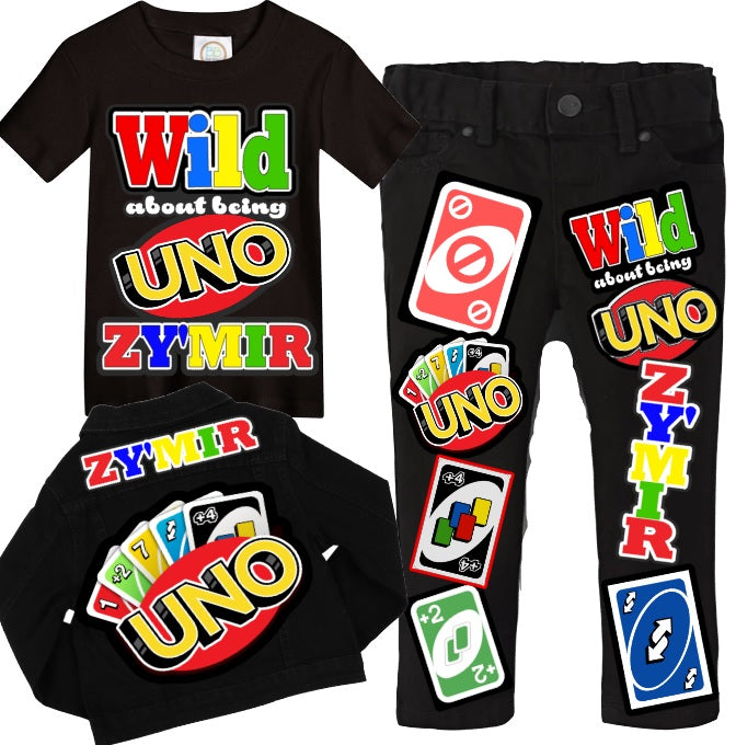 Uno Denim Set-Boys Uno denim set-Uno Birthday outfit-Uno boys outfit