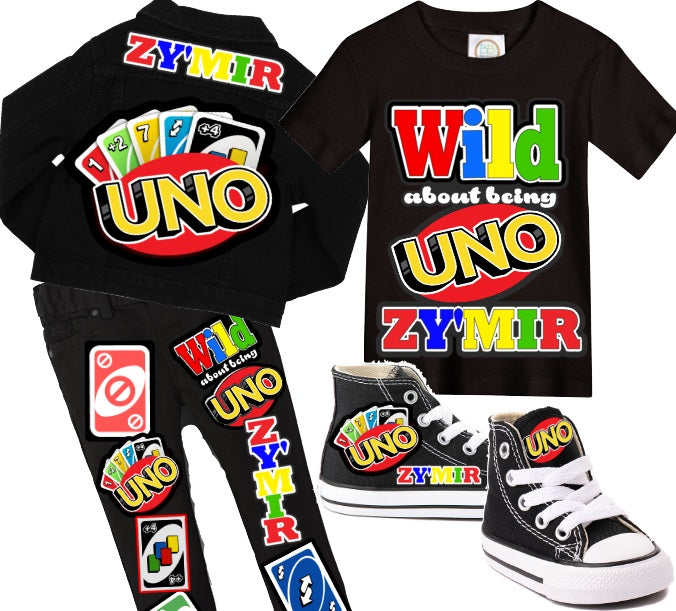 Uno Denim Set-Boys Uno denim set-Uno Birthday outfit-Uno boys outfit