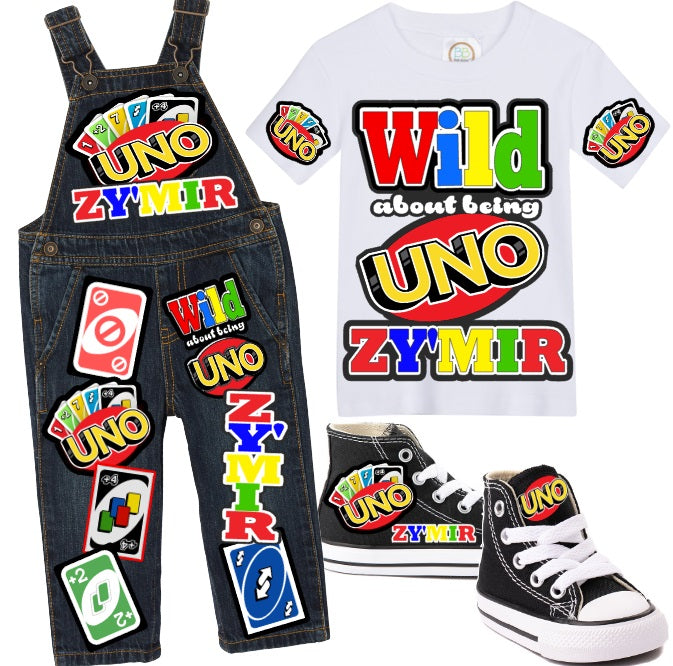 Uno overalls-Uno outfit-Uno birthday shirt-Uno birthday outfit