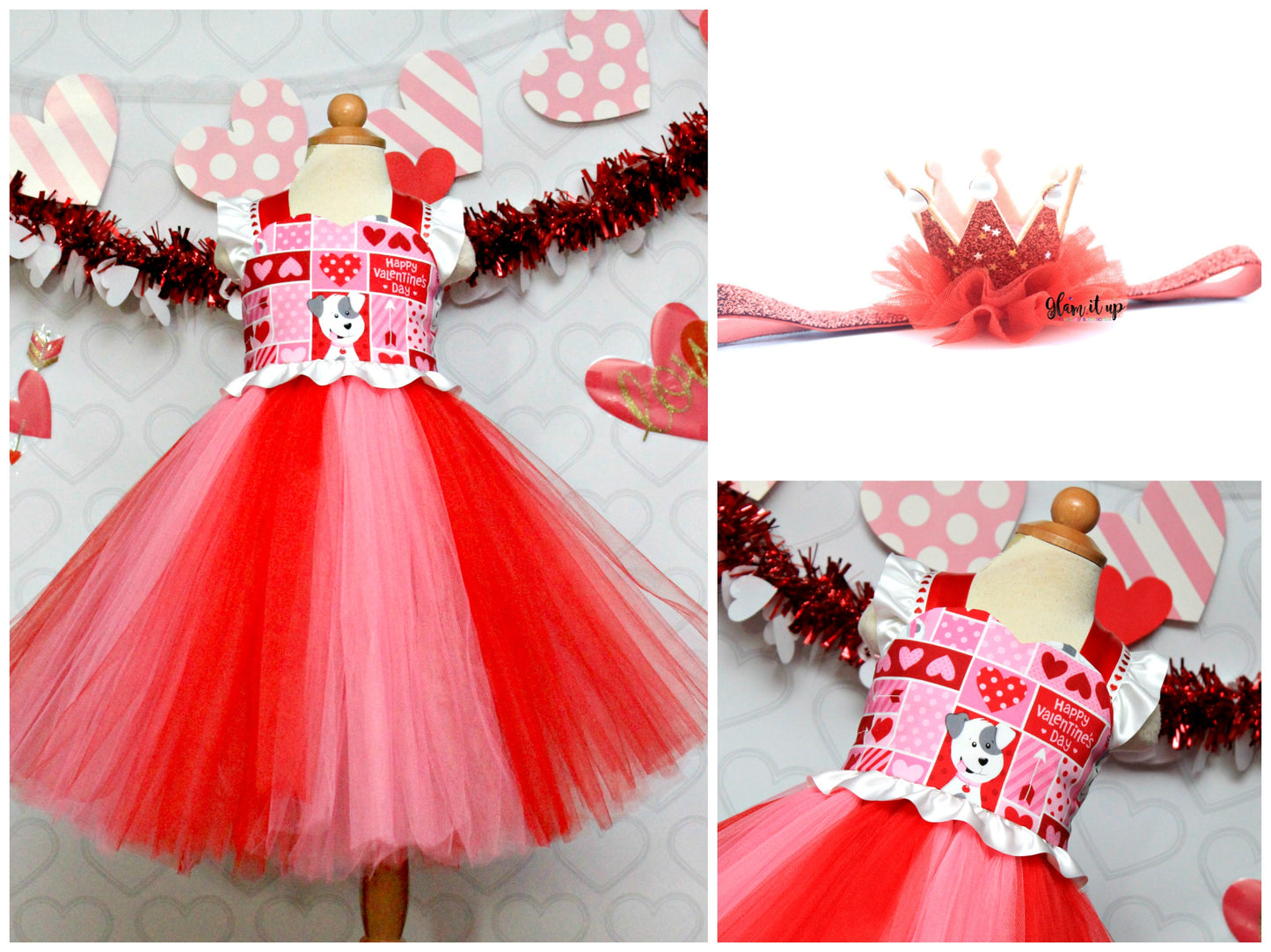 Valentine Dress-Girls valentine dress- Valentines tutu dress-Valentine tutu
