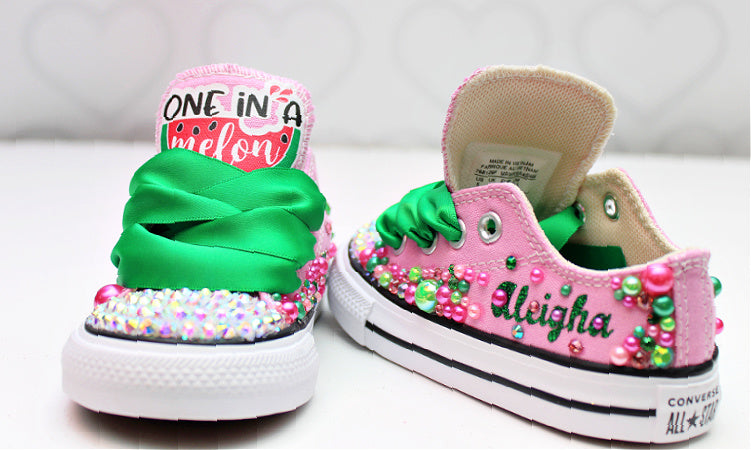 Watermelon shoes- watermelon bling Converse-Girls watermelon Shoes-watermelon converse