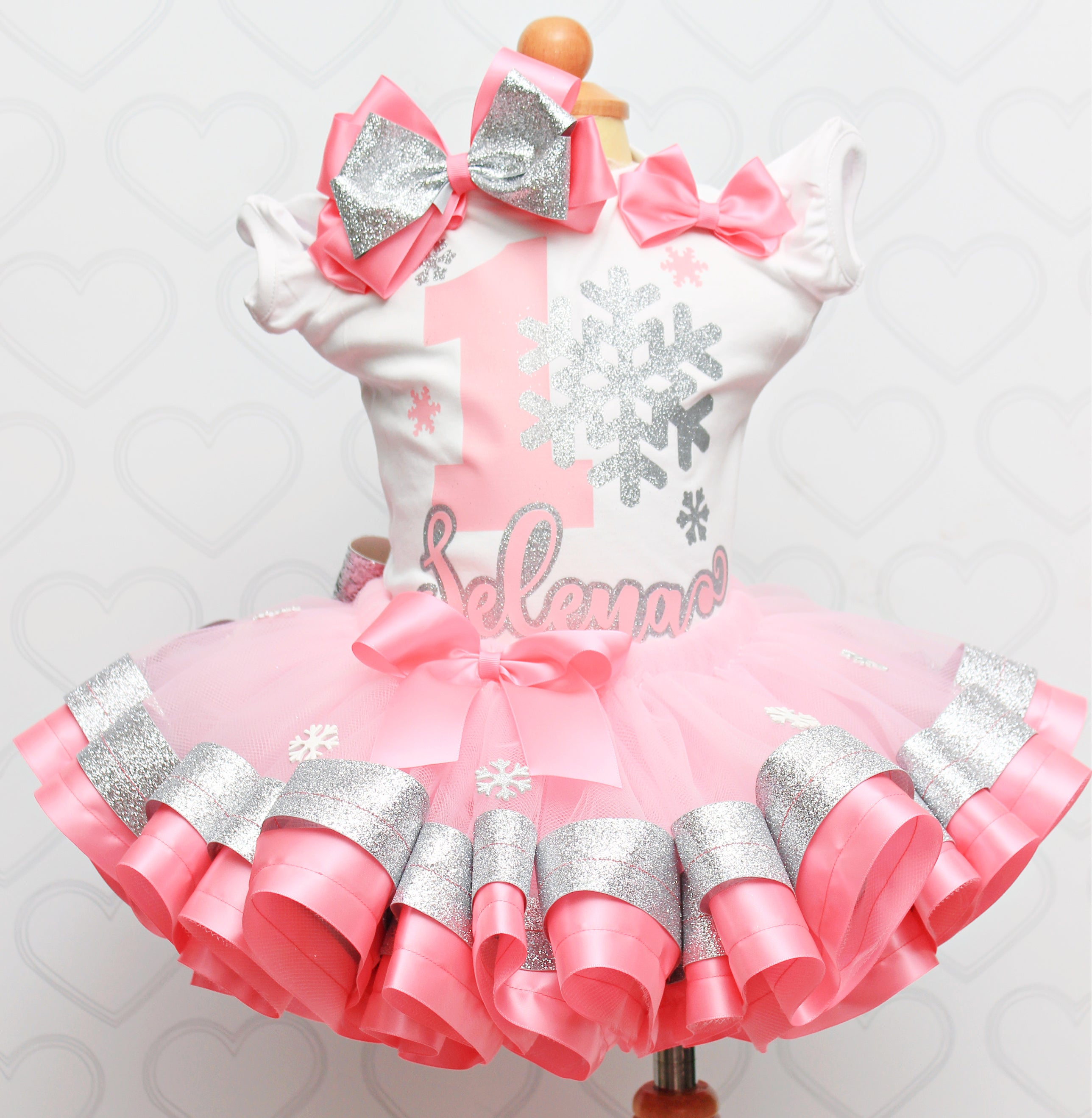 Pink Toes & Hair Bows Winter Wonderland Tutu set-Winter Wonderland outfit-Winter Wonderland Dress 12M