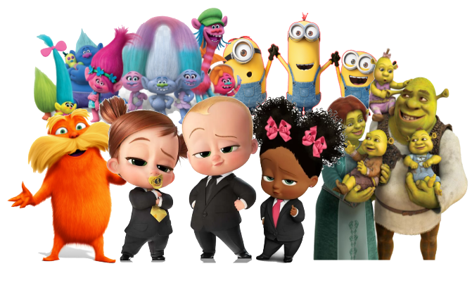 Dreamworks animation/Illumination – Pink Toes & Hair Bows