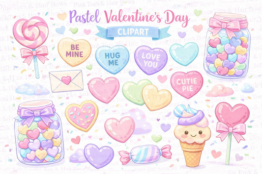 Pastel Sweetheart Candy Valentine Clipart | Valentine PNG Clipart for Kids & Party Printables