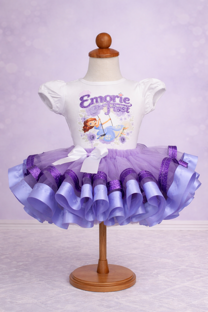 Sofia the first tutu set-Sofia the first tutu set-Sofia the first outfit-Sofia the first ribbon trim set