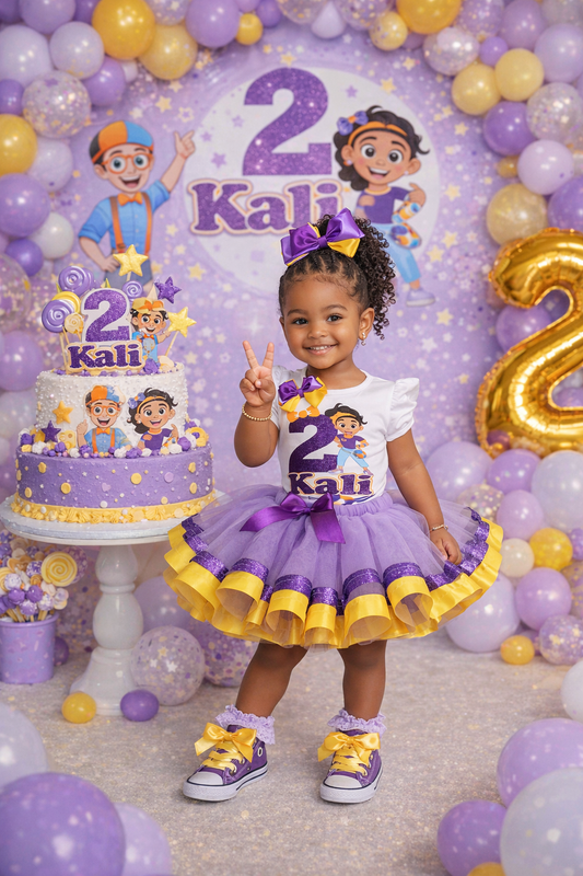 Meekah tutu set-meekah outfit-Meekah birthday-Blippi tutu set-Blippi outfit-Blippi dress- blippi birthday