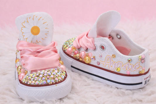 Daisy shoes- Daisy bling Converse-Girls Daisy Shoes