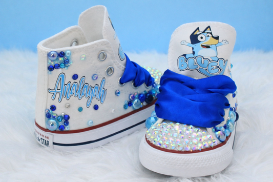 Bluey shoes- Bluey bling Converse-Girls Bluey Shoes- Bluey Converse