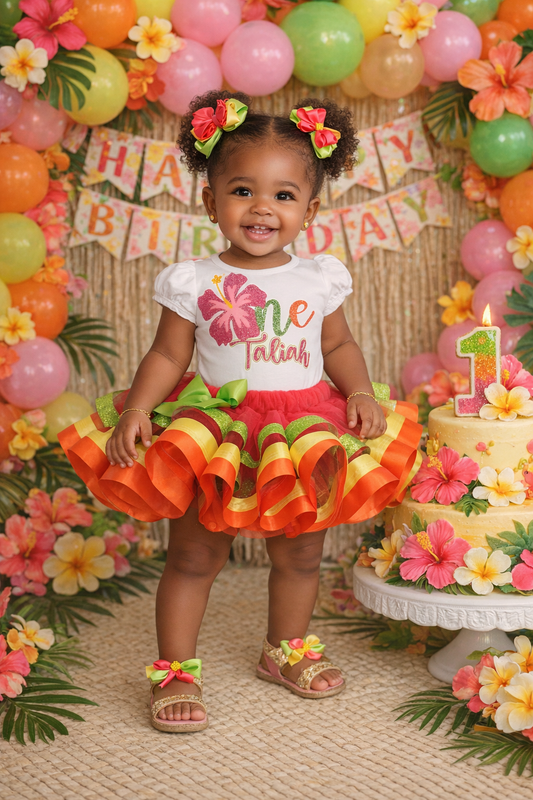 Luau tutu set-Hawaiian tutu set-Luau birthday outfit-Hawaiian birthday outfit