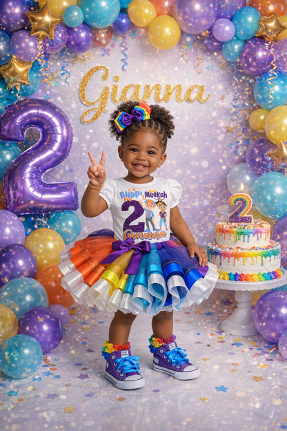 Meekah tutu set-meekah outfit-Meekah birthday-Blippi tutu set-Blippi outfit-Blippi dress- blippi birthday(Deluxe)