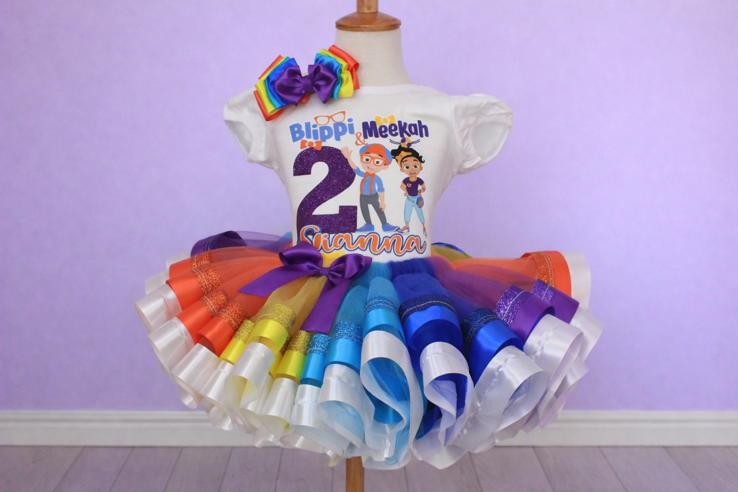 Meekah tutu set-meekah outfit-Meekah birthday-Blippi tutu set-Blippi outfit-Blippi dress- blippi birthday(Deluxe)