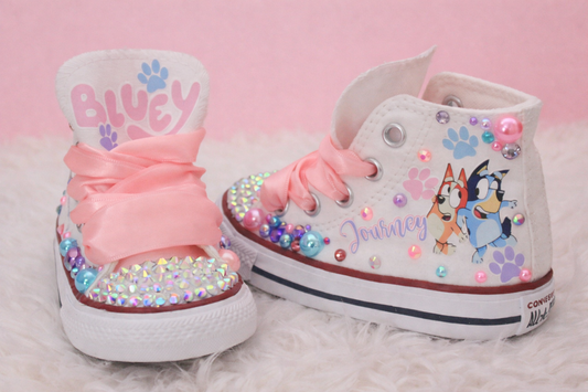 Bluey shoes- Bluey bling Converse-Girls Bluey Shoes- Bluey Converse