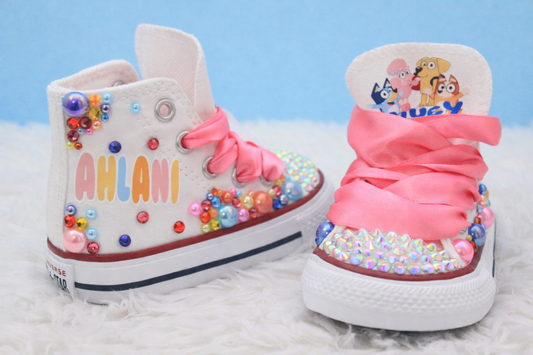 Bluey shoes- Bluey bling Converse-Girls Bluey Shoes- Bluey Converse