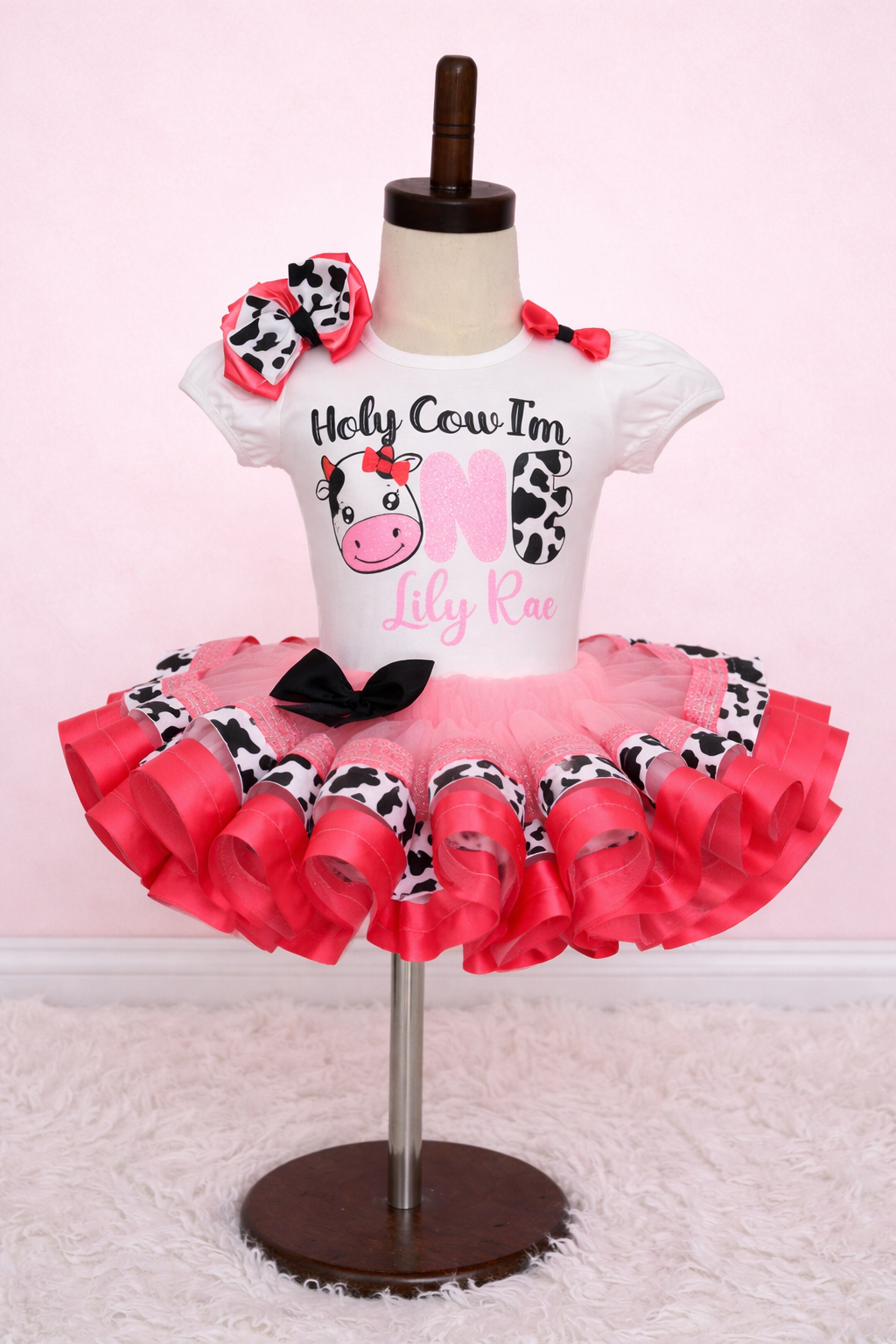 Cow tutu set-Cow outfit-Cow birthday outfit- cow birthday-Holy cow I'm – Pink Toes & Hair Bows