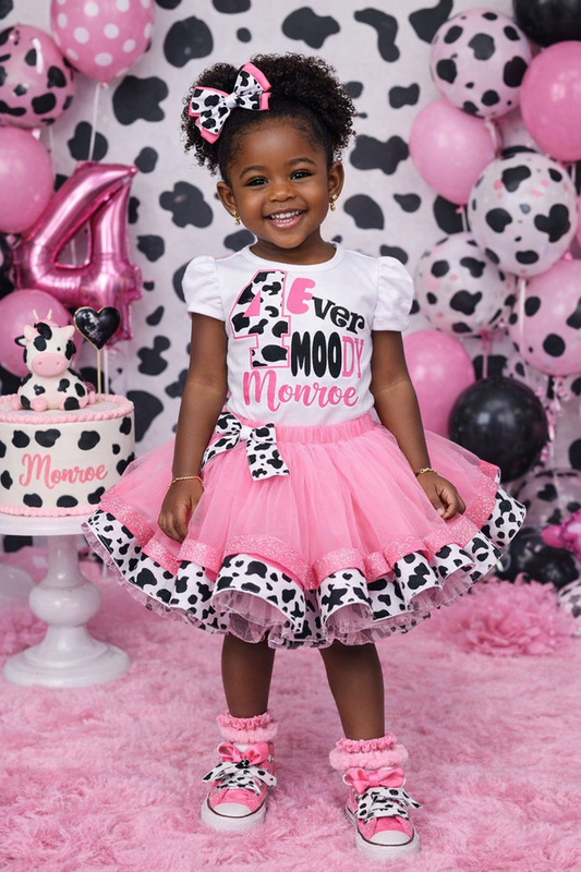 Cow tutu set-Cow outfit-Cow birthday outfit- cow birthday-4-Ever MOOdy outfit