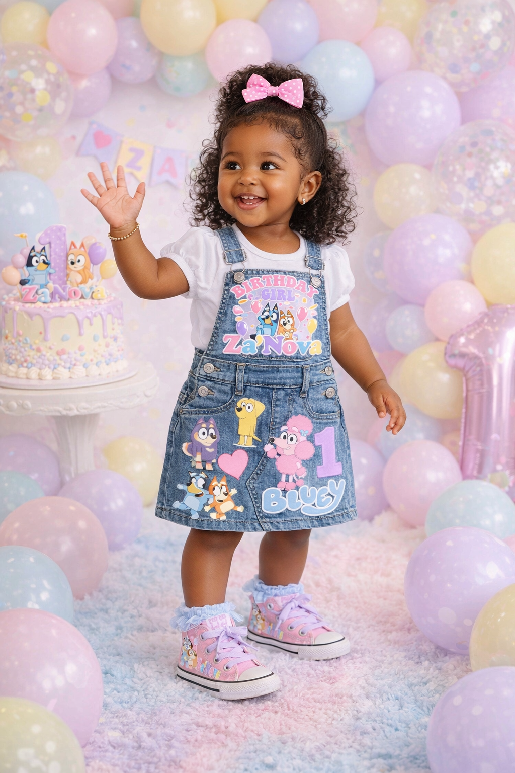 Bluey Skirt Overalls-Bluey Birthday Overalls-Bluey Birthday outfit- Pastel Bluey Outfit
