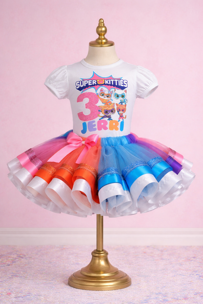Super Kitties tutu set-Super Kitties outfit-Super Kitties dress-Super Kitties birthday(Deluxe)