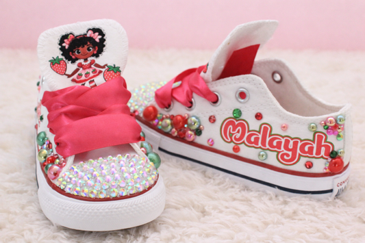 Strawberry Shortcake shoes- Strawberry shortcake bling Converse-Girls Strawberry shortcake Shoes-Strawberry shortcake Converse