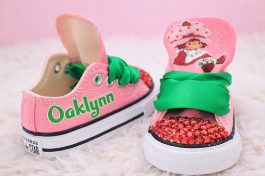 Strawberry Shortcake shoes- Strawberry shortcake bling Converse-Girls Strawberry shortcake Shoes-Strawberry shortcake Converse