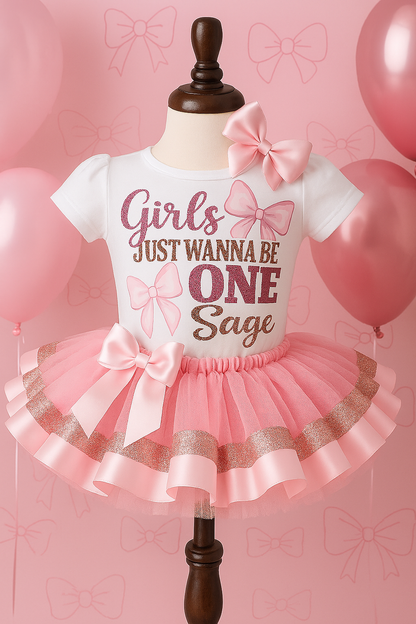 Girls just wanna be One tutu set- Girls just wanna be One outfit- Girls just wanna be One dress- Girls just wanna be One birthday outfit