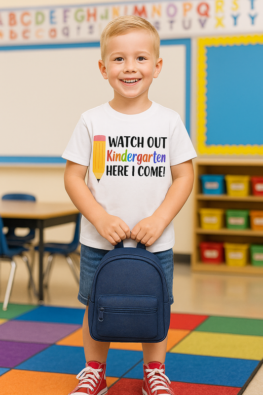 Watch out Kindergarten Here I come Shirt-Back to school shirt-Back to school shirt-1st day of school shirt-Kindergarten shirt