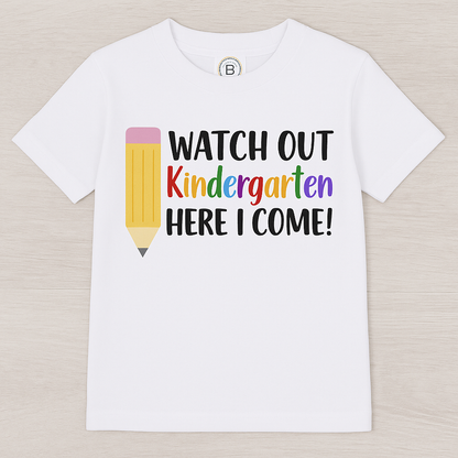 Watch out Kindergarten Here I come Shirt-Back to school shirt-Back to school shirt-1st day of school shirt-Kindergarten shirt