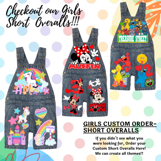 Girls Overalls- Girls Custom Overalls-Girls Birthday Overalls