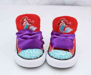 The little mermaid shoes-The little mermaid bling Converse-Girls The little mermaid Shoes