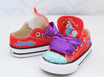 Load image into Gallery viewer, The little mermaid shoes-The little mermaid bling Converse-Girls The little mermaid Shoes
