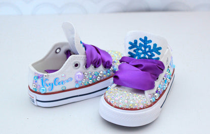 Winter Wonderland shoes- Winter Wonderland bling Converse-Girls Winter Wonderland Shoes-Snowflake shoes
