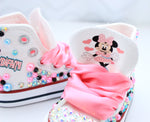 Load image into Gallery viewer, Minnie shoes- Minnie bling Converse-Girls Mouse Shoes- Mouse Converse

