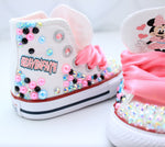 Load image into Gallery viewer, Minnie shoes- Minnie bling Converse-Girls Mouse Shoes- Mouse Converse
