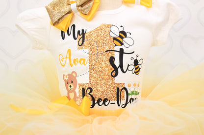 My First Bee-Day tutu- Bee Tutu Set- bee outfit-bee birthday